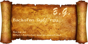 Backofen György névjegykártya